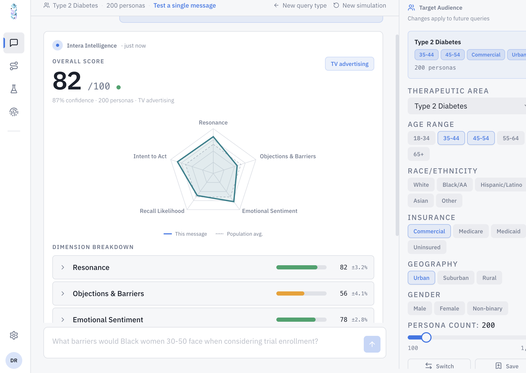 Chorus message testing dashboard