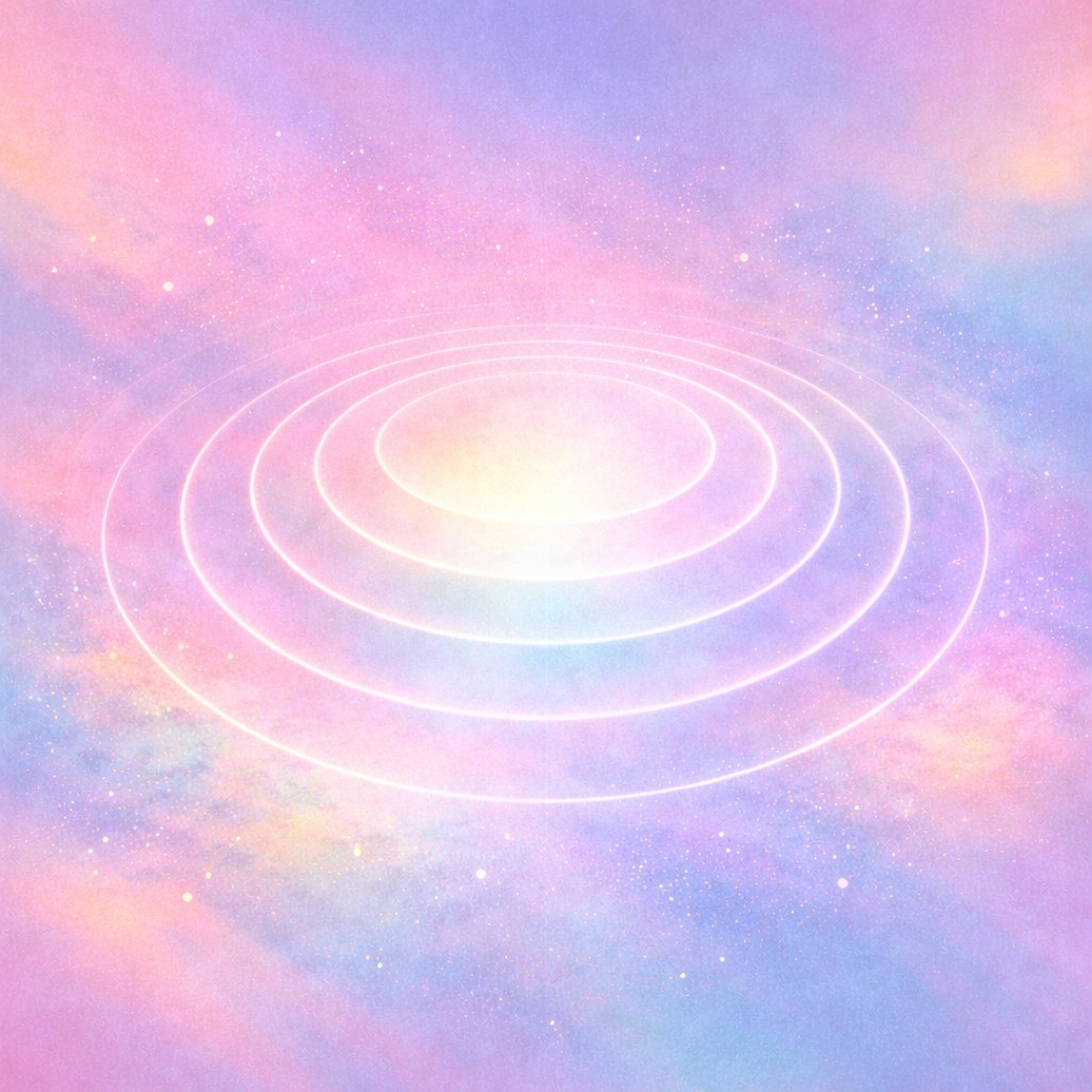 Soft concentric rings in a pastel field